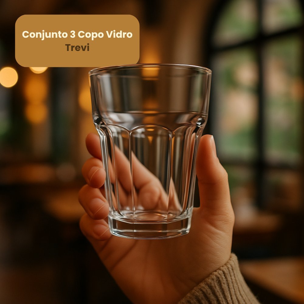Conjunto 3 Copos De Vidro Trevi 350ml Suco Água Refrigerante ?